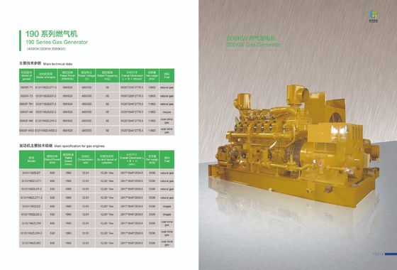Chinese 190-serie 500GF-T1-gasgenerator met gasbron en driefasige AC-uitgang